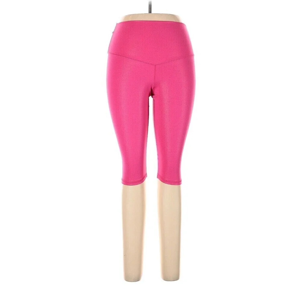 OFFLINE By Aerie Real Me Liquid Shine Cropped Legging fuchsia pink size large